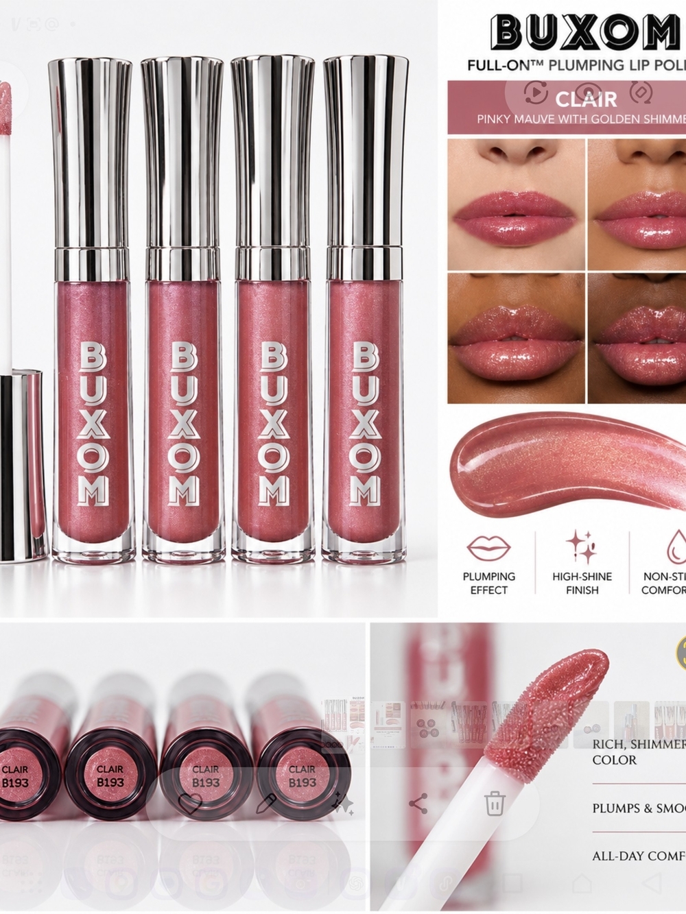 Brand new, authentic BUXOM Full-On™ Plumping Lip Polish in shade Clair